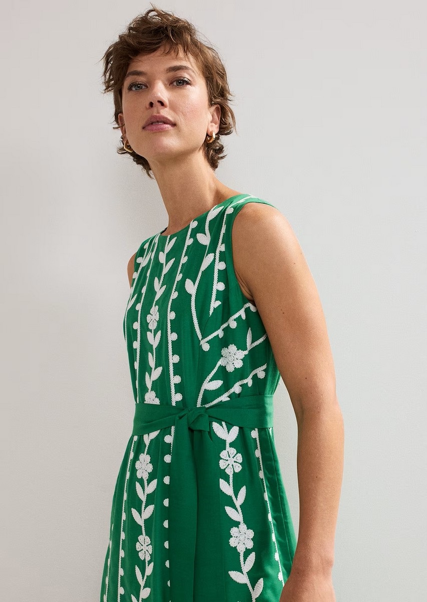Phase Eight Petite Γυναικείο Φόρεμα με Λουλουδάτο Μοτίβο και Ασύμμετρο Τελείωμα Regular Fit σε Πράσινο φωτογραφία