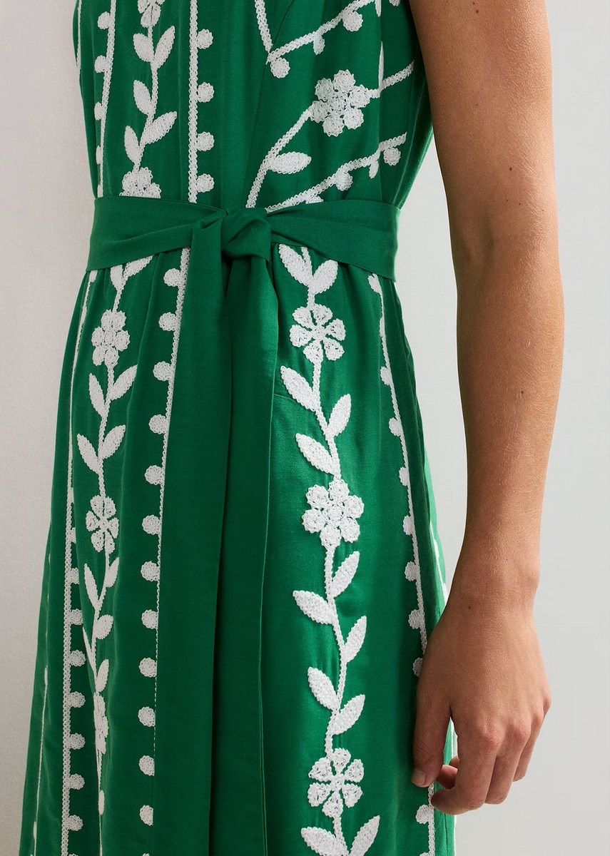 Phase Eight Petite Γυναικείο Φόρεμα με Λουλουδάτο Μοτίβο και Ασύμμετρο Τελείωμα Regular Fit σε Πράσινο φωτογραφία