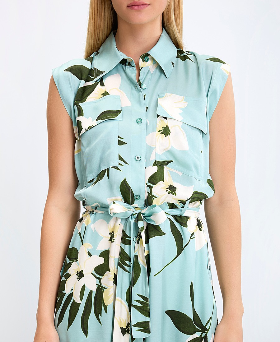 19.70 Γυναικείο Σεμιζιέ Φόρεμα Midi με Ζώνη και Λουλουδάτο Print Regular Fit σε Εμπριμέ φωτογραφία