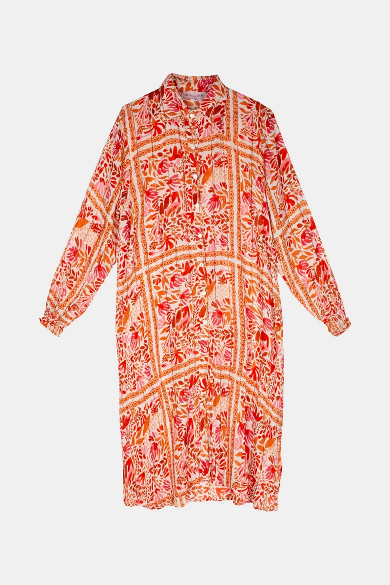 Γυναικείο Φόρεμα Regular Φόρμα Βισκόζη Με Boho Print Κόκκινο φωτογραφία