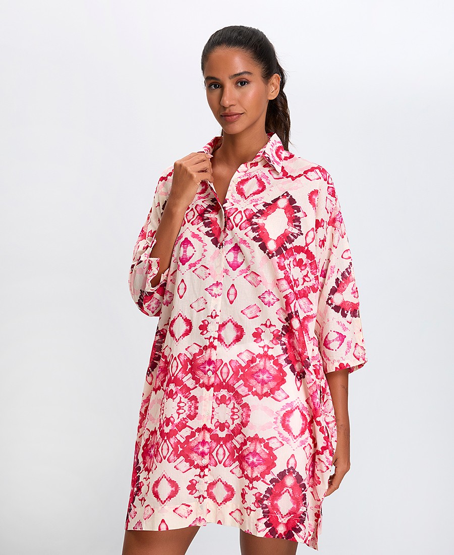 Mina Roo Γυναικείο Σεμιζιέ Comfort Fit Βαμβακερό Με Μοτίβο Tie-Dye