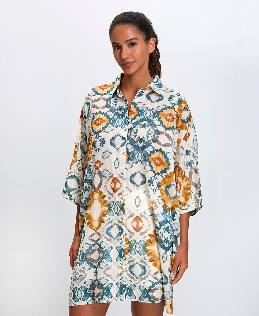 Γυναικείο Σεμιζιέ Comfort Fit Βαμβακερό Με Μοτίβο Tie-Dye