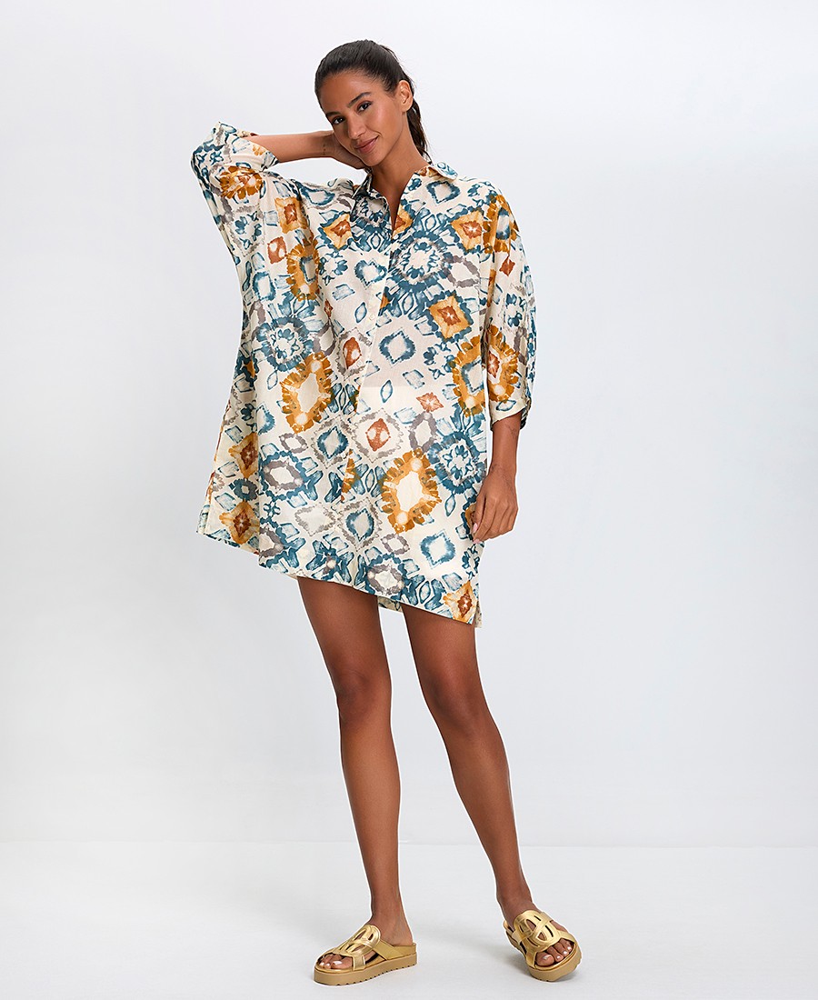 Γυναικείο Σεμιζιέ Comfort Fit Βαμβακερό Με Μοτίβο Tie-Dye φωτογραφία