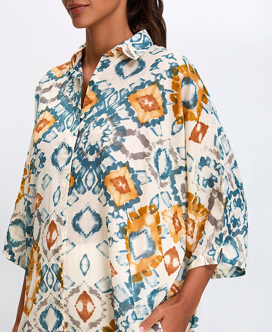 Γυναικείο Σεμιζιέ Comfort Fit Βαμβακερό Με Μοτίβο Tie-Dye φωτογραφία