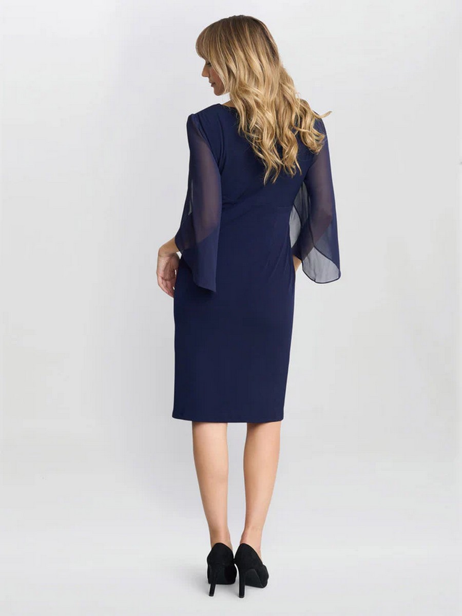 Gina Bacconi Γυναικείο Φόρεμα Regular Fit Κρουαζέ Ντραπέ Λεπτομέρεια Navy φωτογραφία