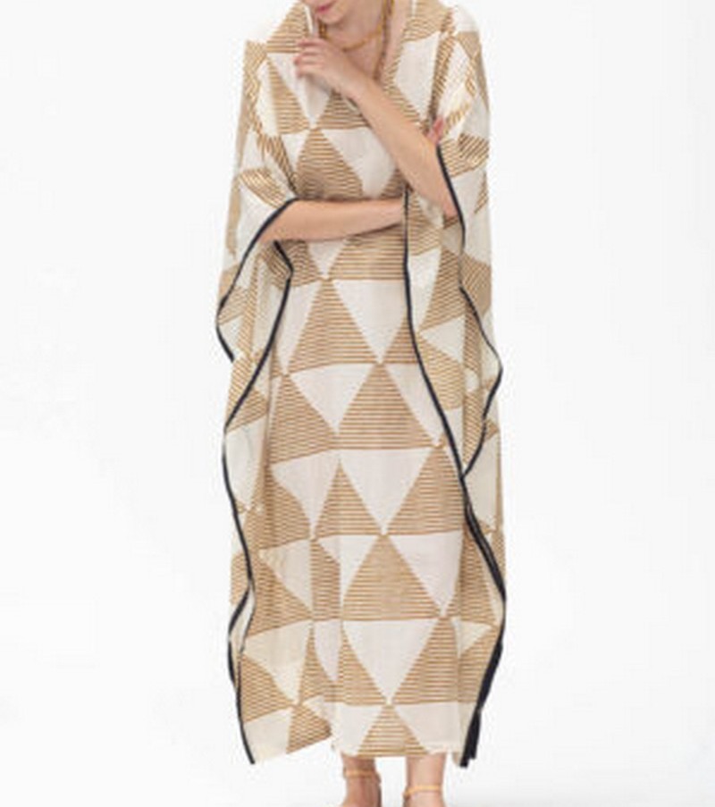 Colores Γυναικείο Φόρεμα/Πόντσο Βαμβακερό με Allover Print και V-Λαιμόκοψη φωτογραφία