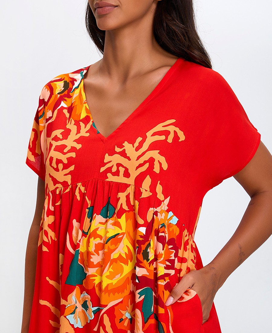 Terre Rouge Γυναικείο Φόρεμα Φλοράλ με Σούρες Regular Fit φωτογραφία