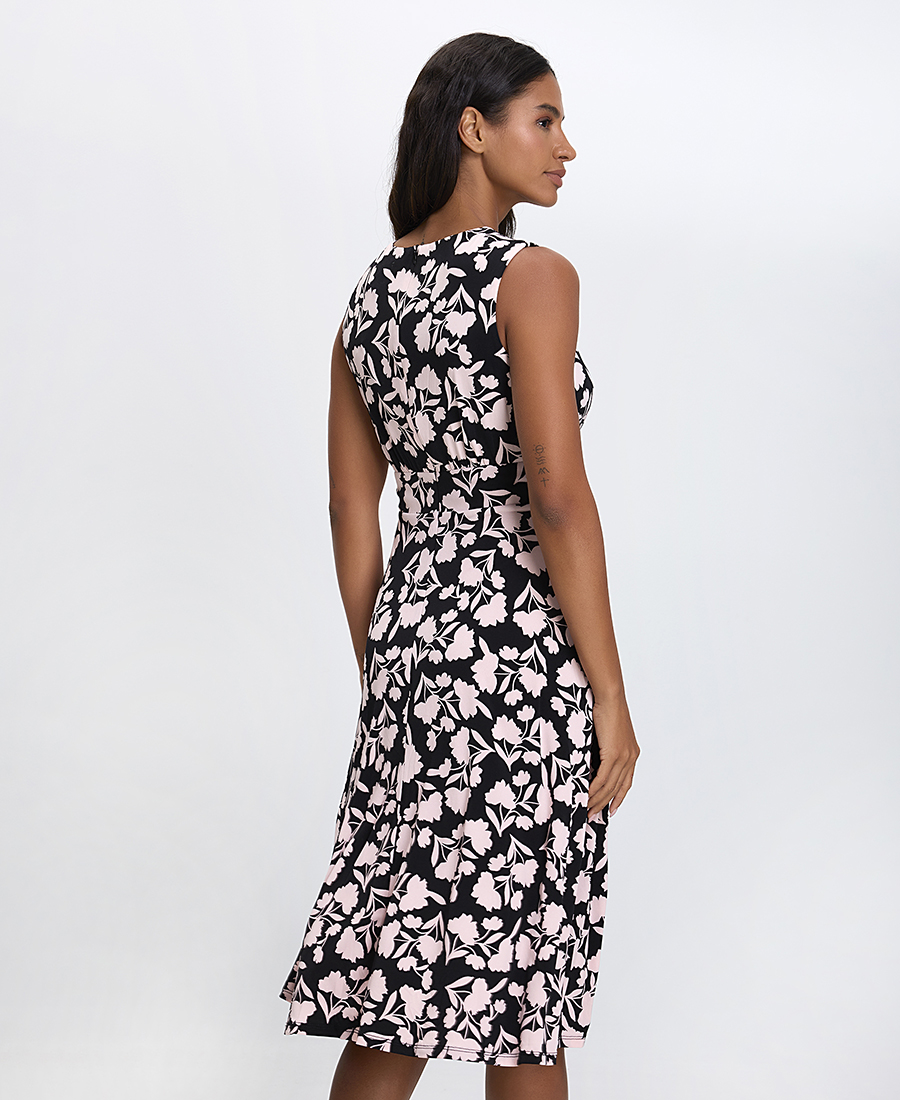 Γυναικείο Αμάνικο Φόρεμα Midi με Floral Μοτίβο Regular Fit φωτογραφία