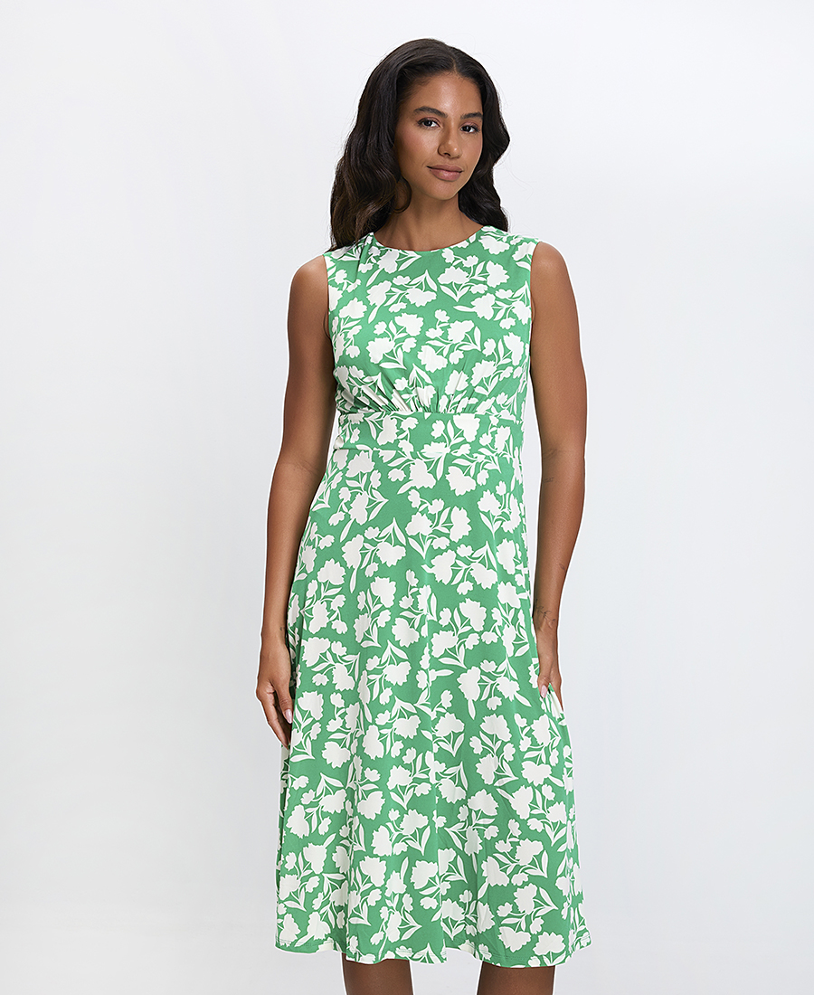 Stella Lorand Γυναικείο Αμάνικο Φόρεμα Midi με Floral Μοτίβο Regular Fit