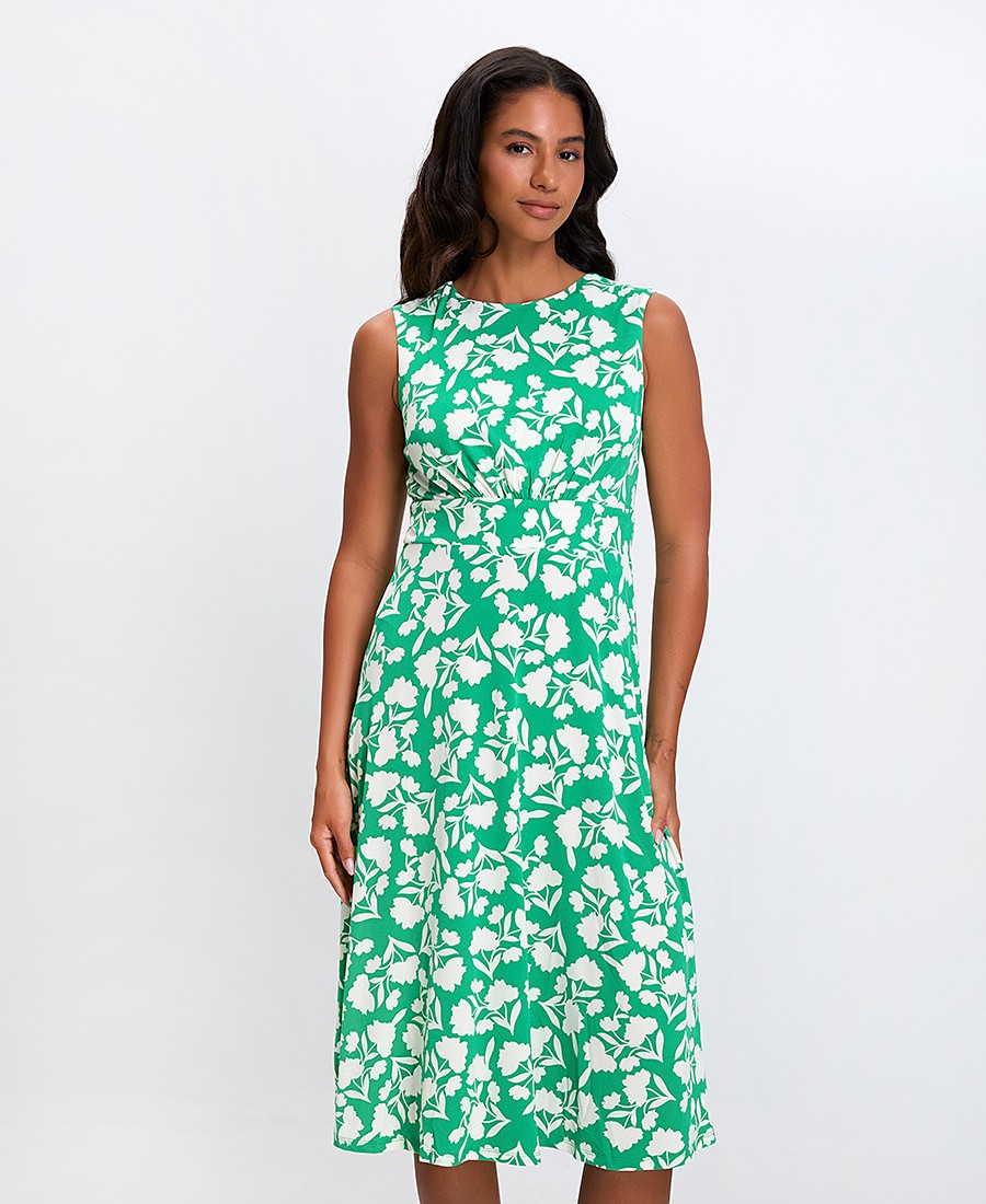 Stella Lorand Γυναικείο Αμάνικο Φόρεμα Midi με Floral Μοτίβο Regular Fit