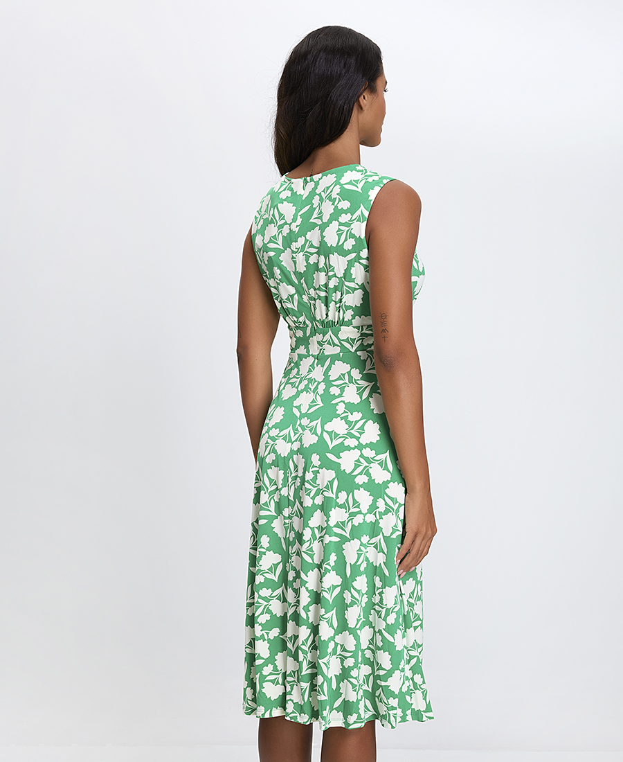 Γυναικείο Αμάνικο Φόρεμα Midi με Floral Μοτίβο Regular Fit φωτογραφία