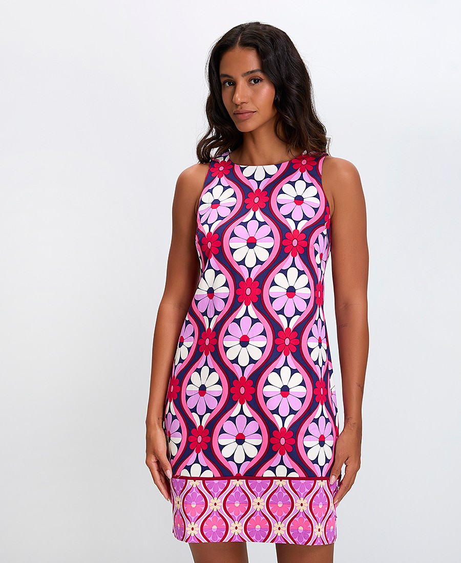 Stella Lorand Γυναικείο Κοντό Φόρεμα Floral Straight Fit σε Ροζ