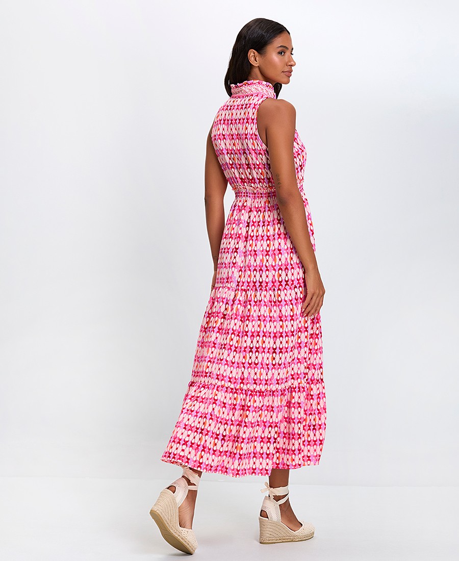 Γυναικείο Midi Φόρεμα με Ψηλό Γιακά και Λάστιχο Στη Μέση Regular Fit φωτογραφία