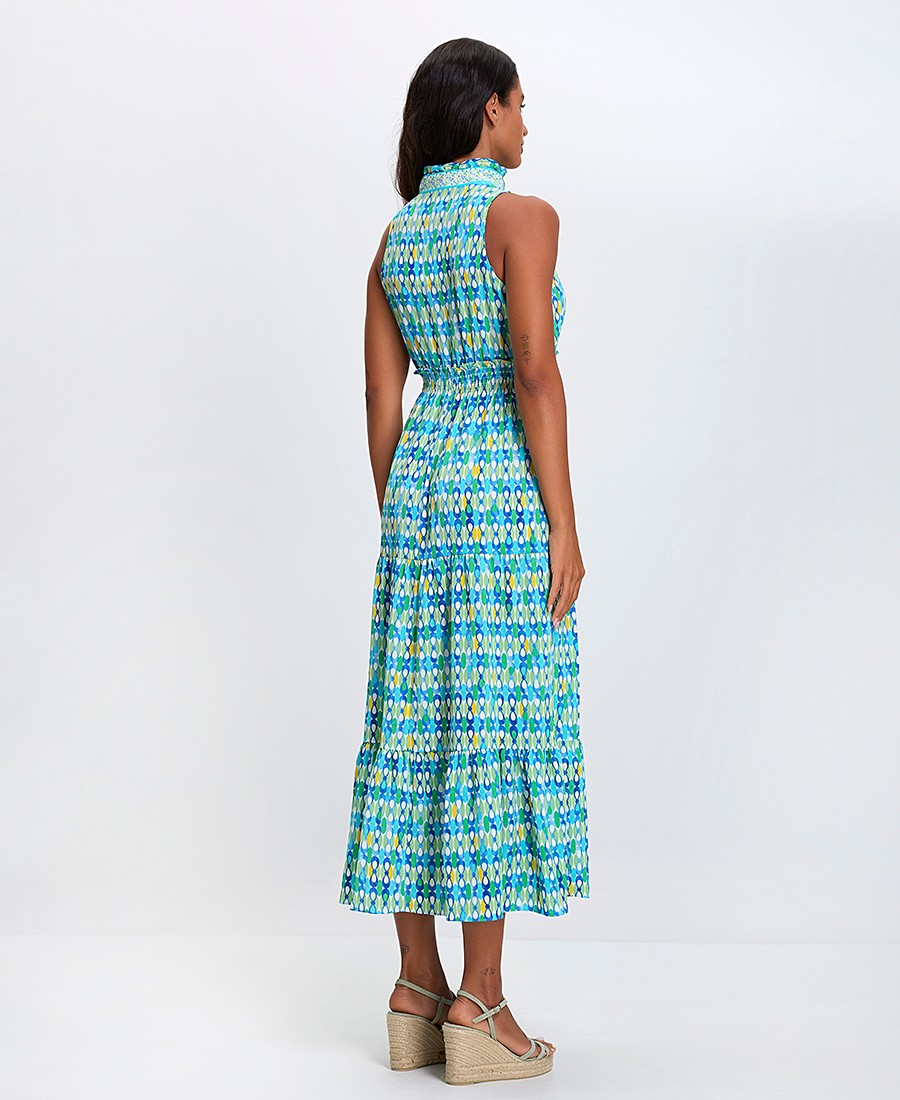 Γυναικείο Midi Φόρεμα με Ψηλό Γιακά και Λάστιχο Στη Μέση Regular Fit φωτογραφία