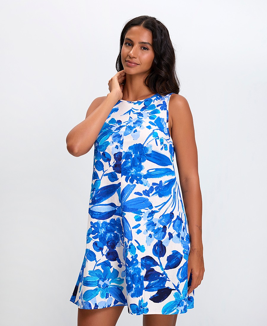 Stella Lorand Γυναικείο Κοντό Φόρεμα Floral με Στρογγυλή Λαιμόκοψη Regular Fit