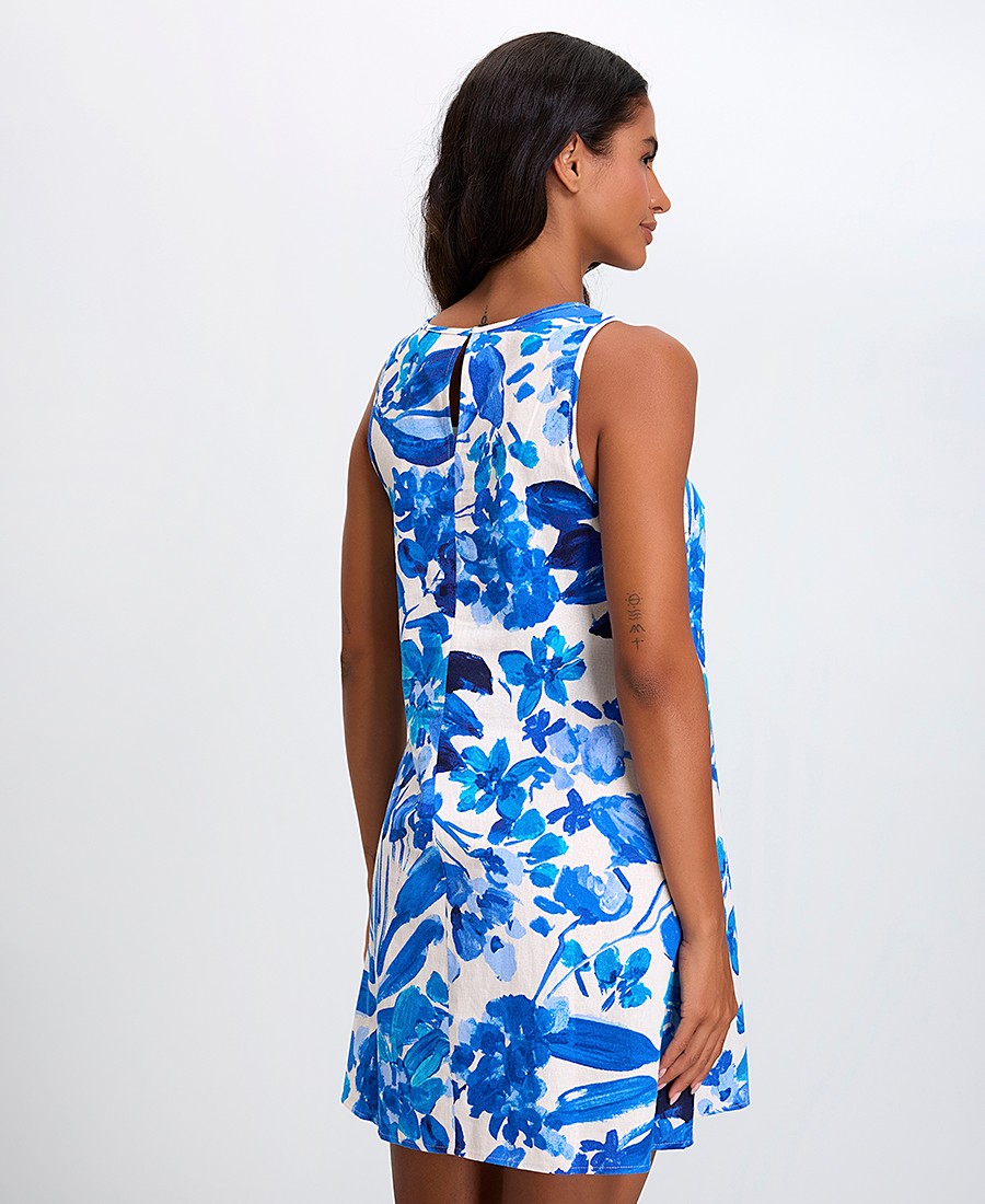 Γυναικείο Κοντό Φόρεμα Floral με Στρογγυλή Λαιμόκοψη Regular Fit φωτογραφία