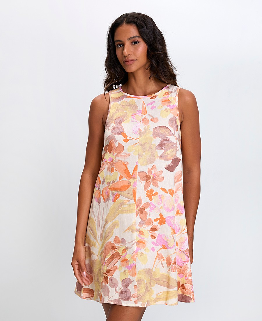 Stella Lorand Γυναικείο Κοντό Φόρεμα Floral με Στρογγυλή Λαιμόκοψη Regular Fit