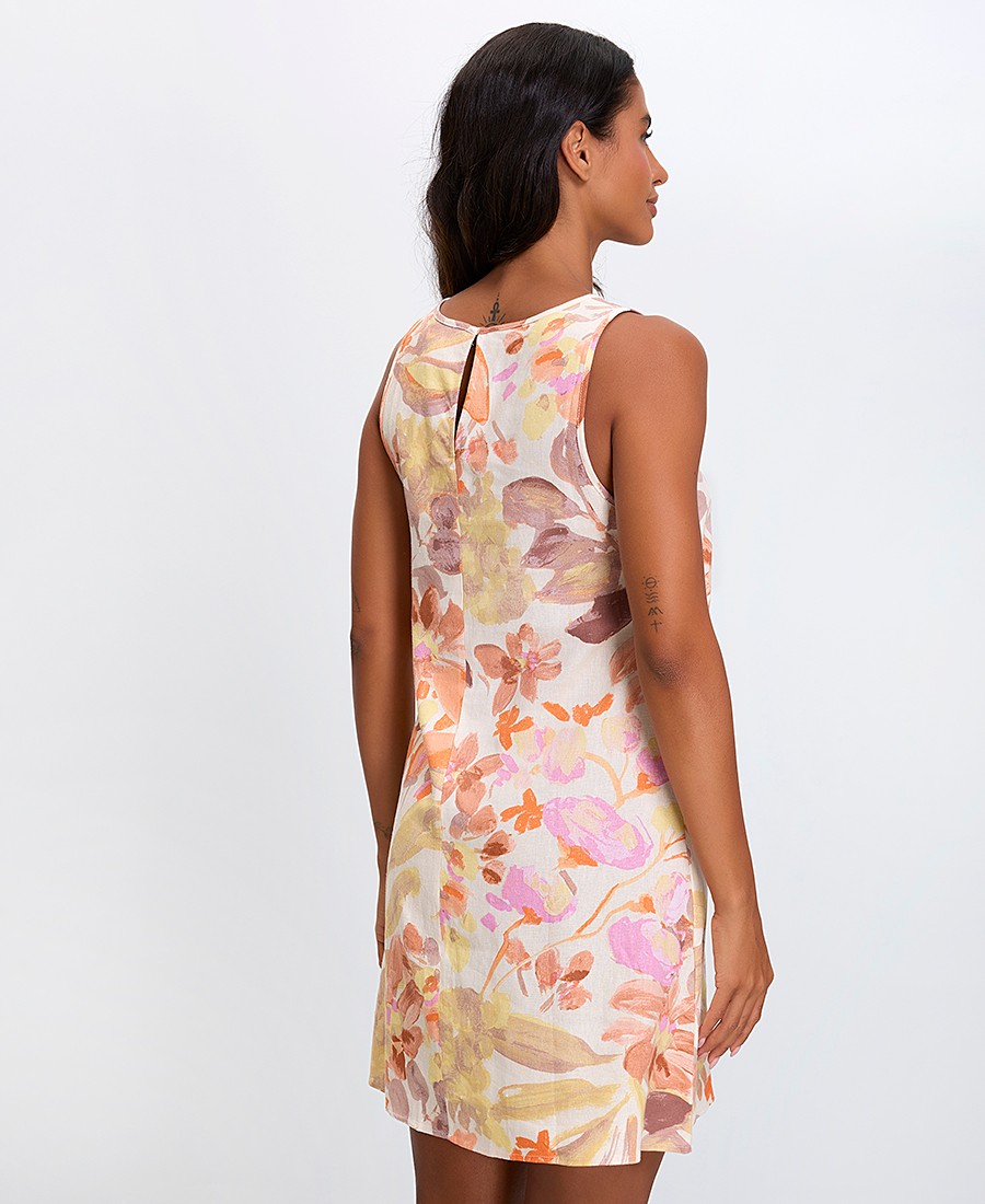 Γυναικείο Κοντό Φόρεμα Floral με Στρογγυλή Λαιμόκοψη Regular Fit φωτογραφία