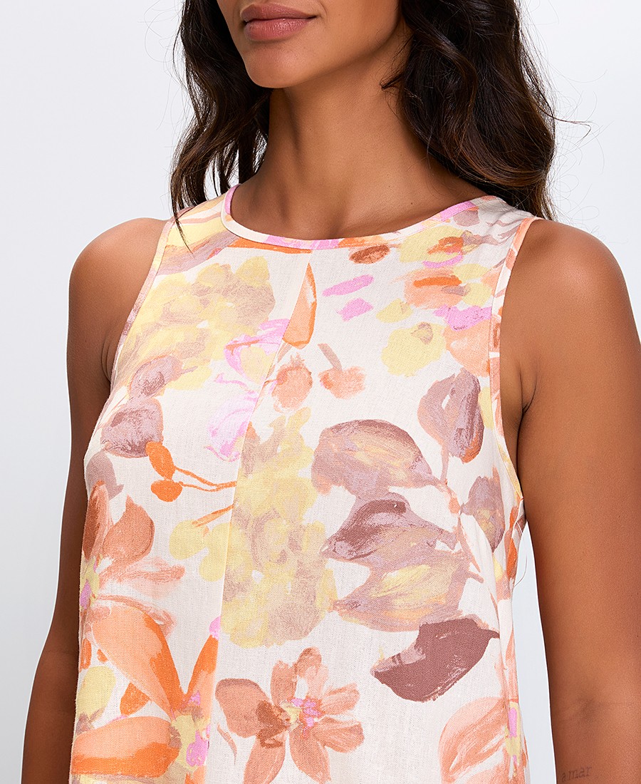 Γυναικείο Κοντό Φόρεμα Floral με Στρογγυλή Λαιμόκοψη Regular Fit φωτογραφία