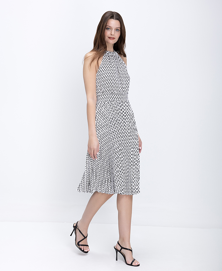 Anonyme Γυναικείο Φόρεμα Regular Fit Midi Με Halter Λαιμόκοψη Και Γεωμετρικό Μοτίβο φωτογραφία