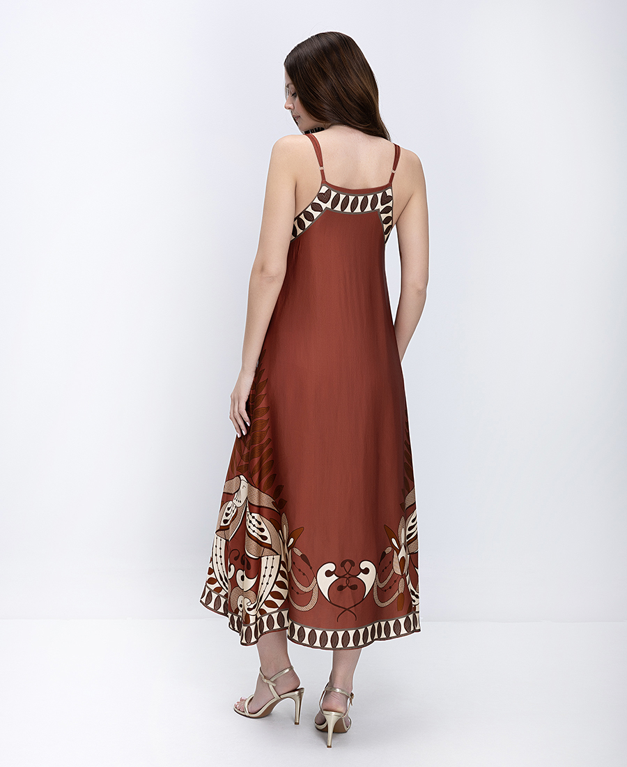 Anonyme Γυναικείο Φόρεμα Regular Fit Midi Με Τιράντες Και Ethnic Print φωτογραφία