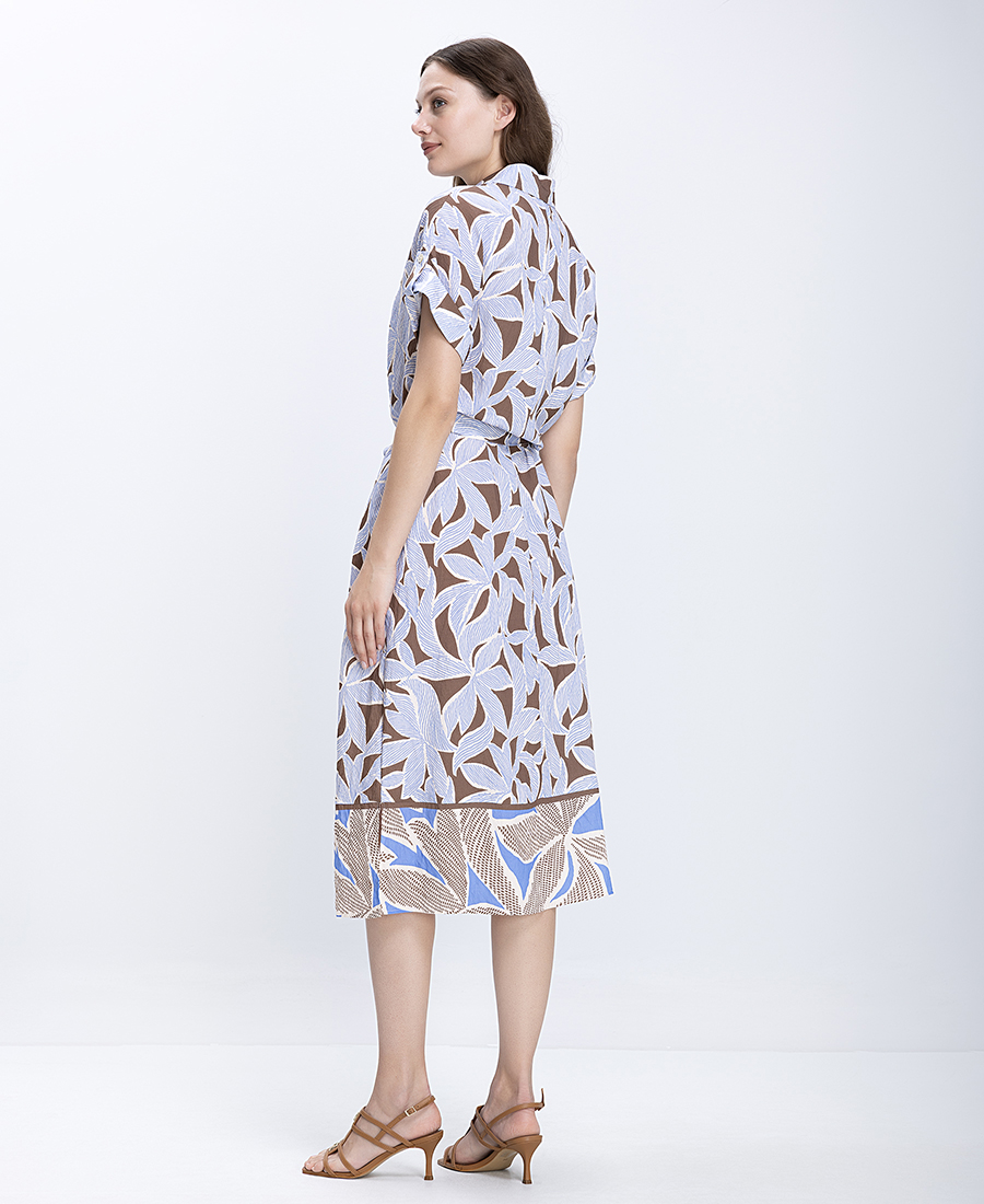 Bianca Γυναικείο Φόρεμα Με Tropical Print Και Ζώνη - 2