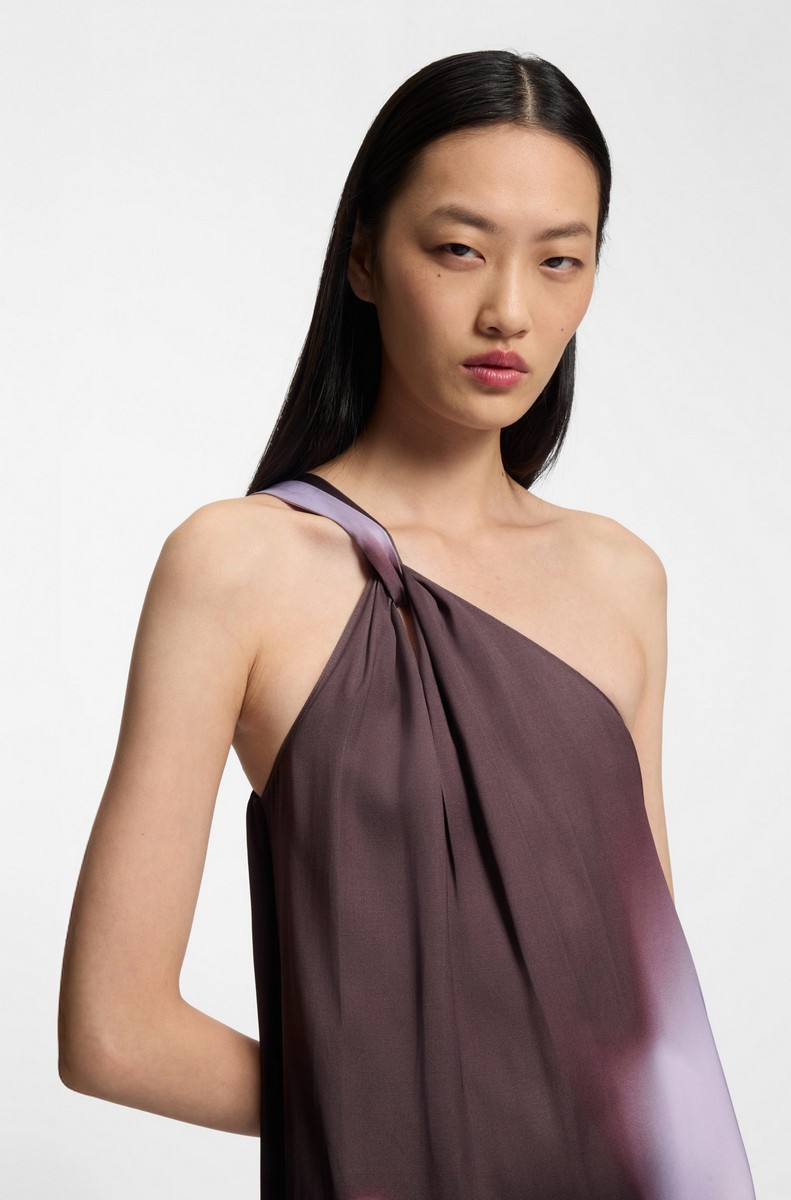 Boss Boss Γυναικείο Φόρεμα One Shoulder Με Floral Print Regular Fit - 4