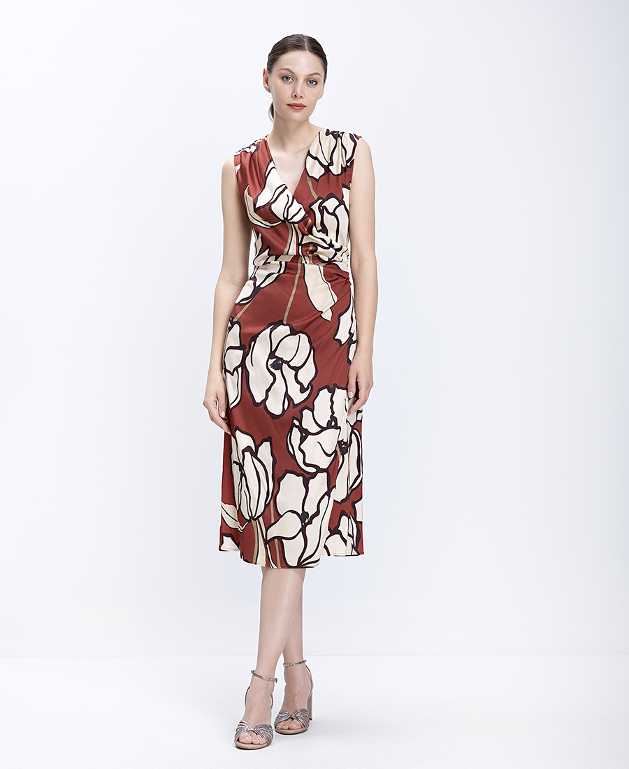 Diana D Γυναικείο Φόρεμα Midi Με Floral Εμπριμέ Σχέδιο