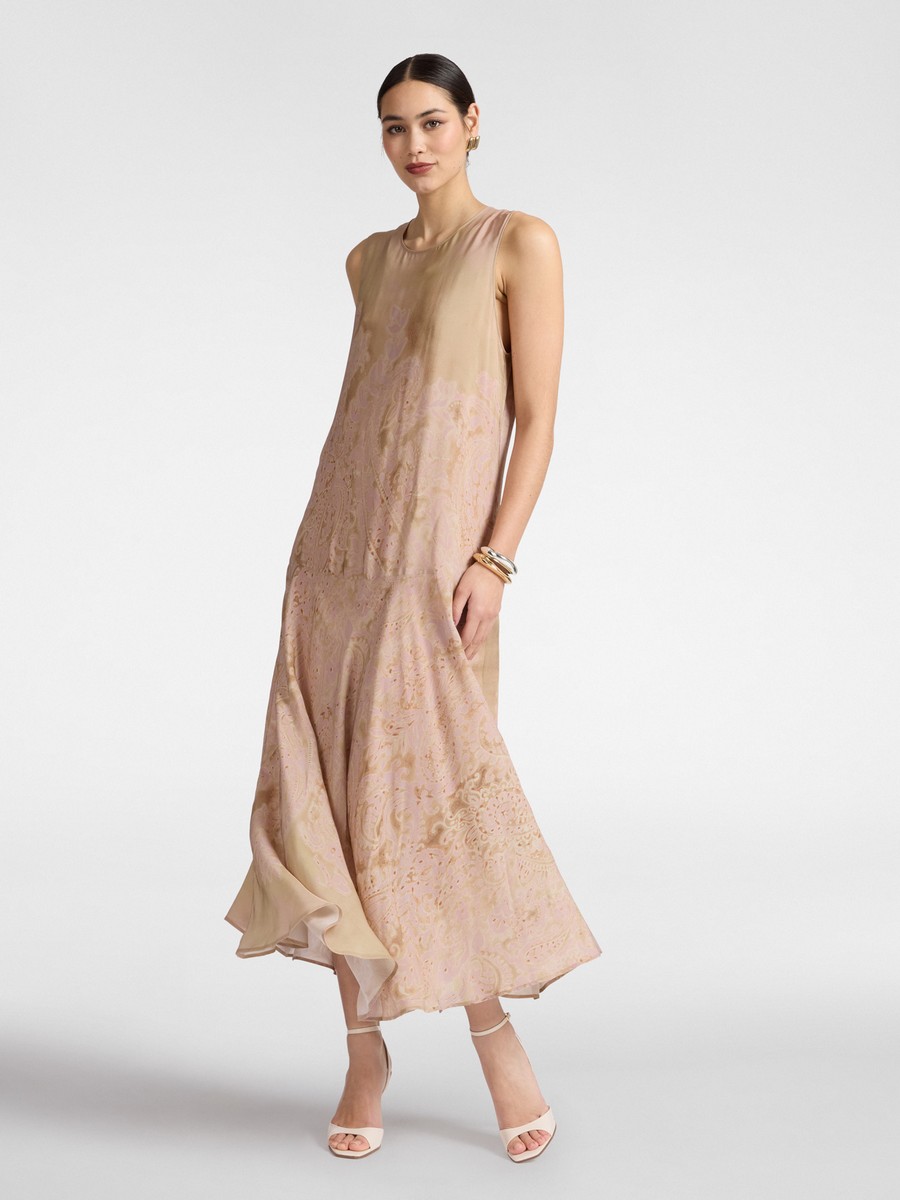 Elena Miro Γυναικείο Φόρεμα Maxi Flared Με Lace Print Και Στρογγυλή Λαιμόκοψη φωτογραφία