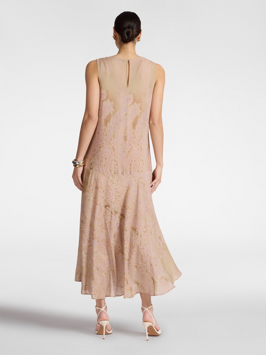 Elena Miro Γυναικείο Φόρεμα Maxi Flared Με Lace Print Και Στρογγυλή Λαιμόκοψη φωτογραφία