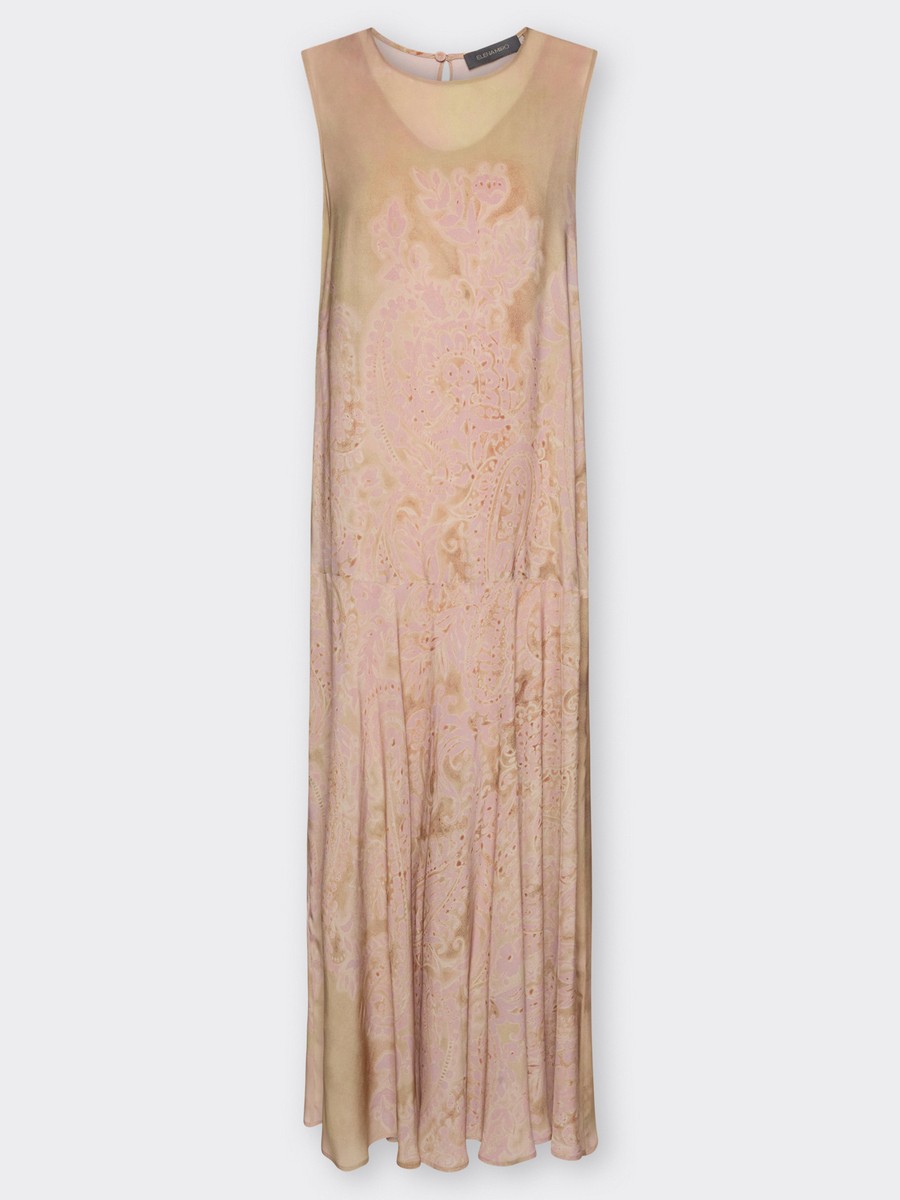 Elena Miro Γυναικείο Φόρεμα Maxi Flared Με Lace Print Και Στρογγυλή Λαιμόκοψη φωτογραφία