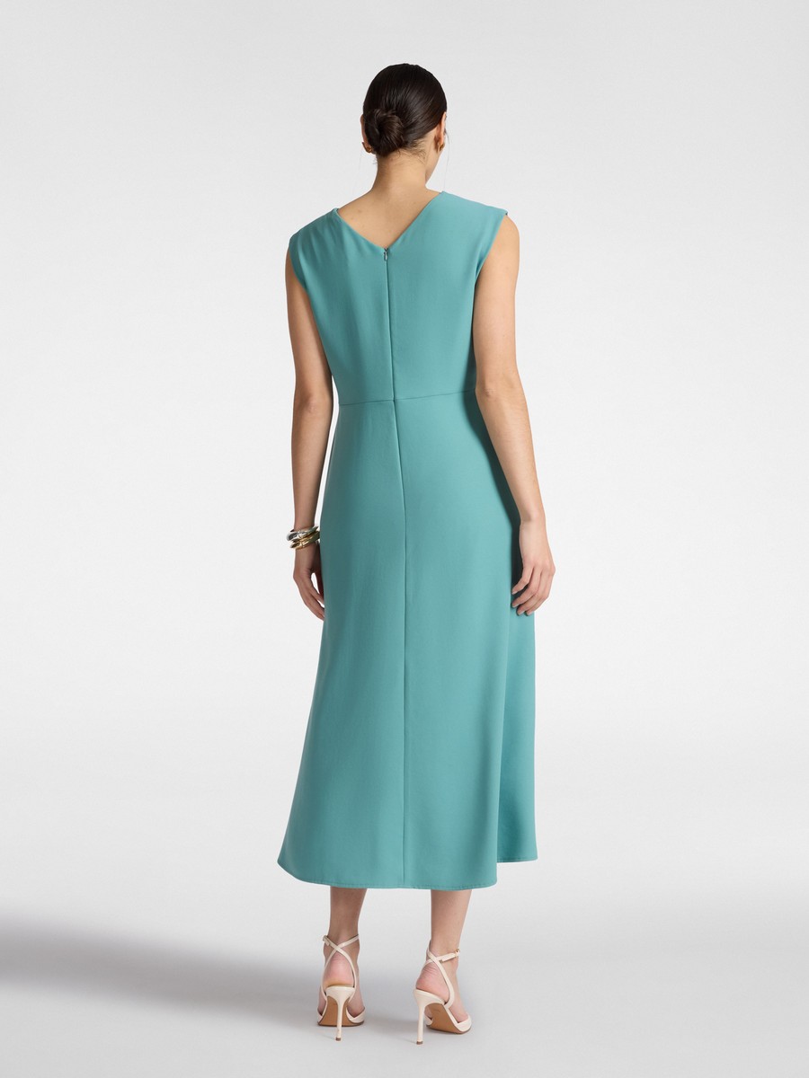 Elena Miro Γυναικείο Φόρεμα Midi A Line Με Draped Knot Μπροστά Και V Λαιμόκοψη φωτογραφία