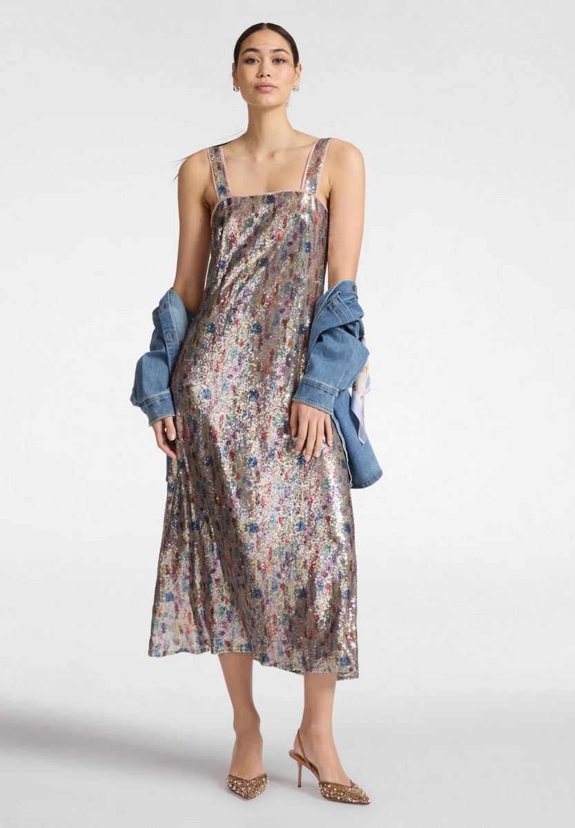 Elena Miro Γυναικείο Midi Φόρεμα Με Παγιέτες A Line Regular Fit φωτογραφία