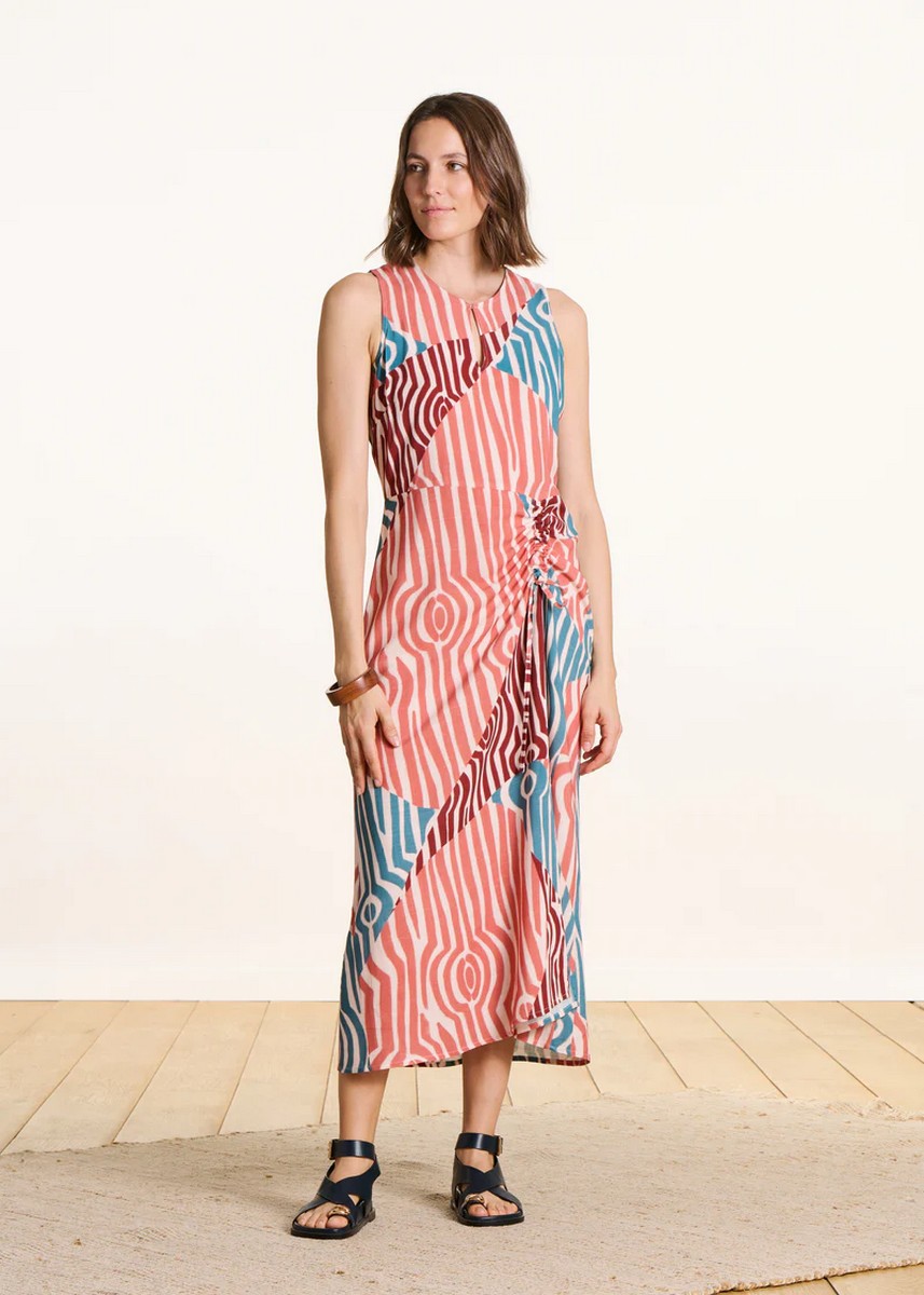 La Fee Maraboutee Γυναικείο Φόρεμα Maxi Regular Fit Με Graphic Print Και Στρογγυλή Λαιμόκοψη
