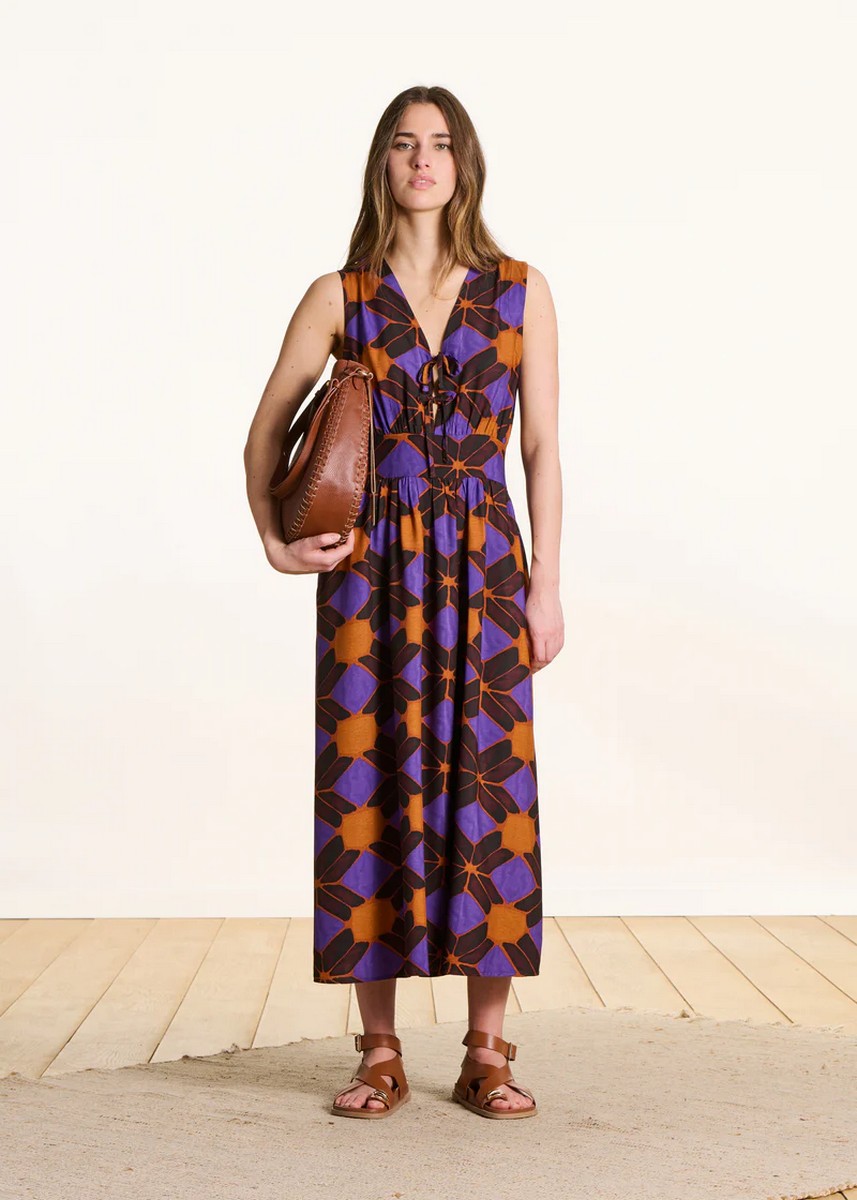 La Fee Maraboutee Γυναικείο Φόρεμα Maxi Regular Fit Με Ethnic Print Και V Λαιμόκοψη