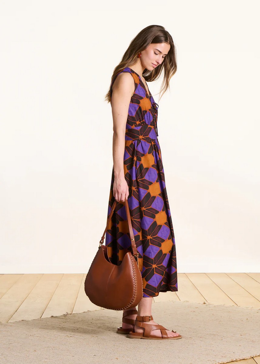 La Fee Maraboutee Γυναικείο Φόρεμα Maxi Regular Fit Με Ethnic Print Και V Λαιμόκοψη