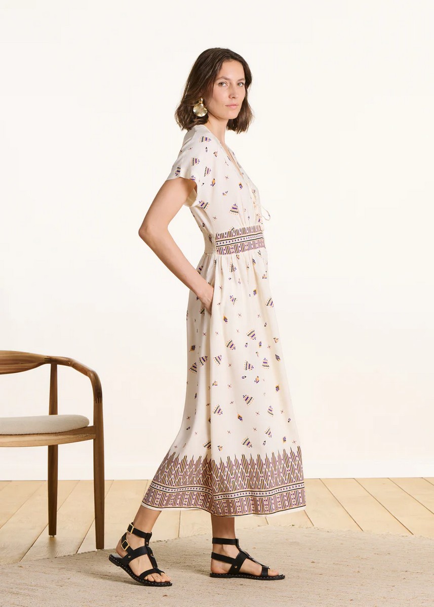 La Fee Maraboutee Γυναικείο Φόρεμα Maxi Regular Fit Με Ethnic Print Και V Λαιμόκοψη Με Κορδόνια φωτογραφία