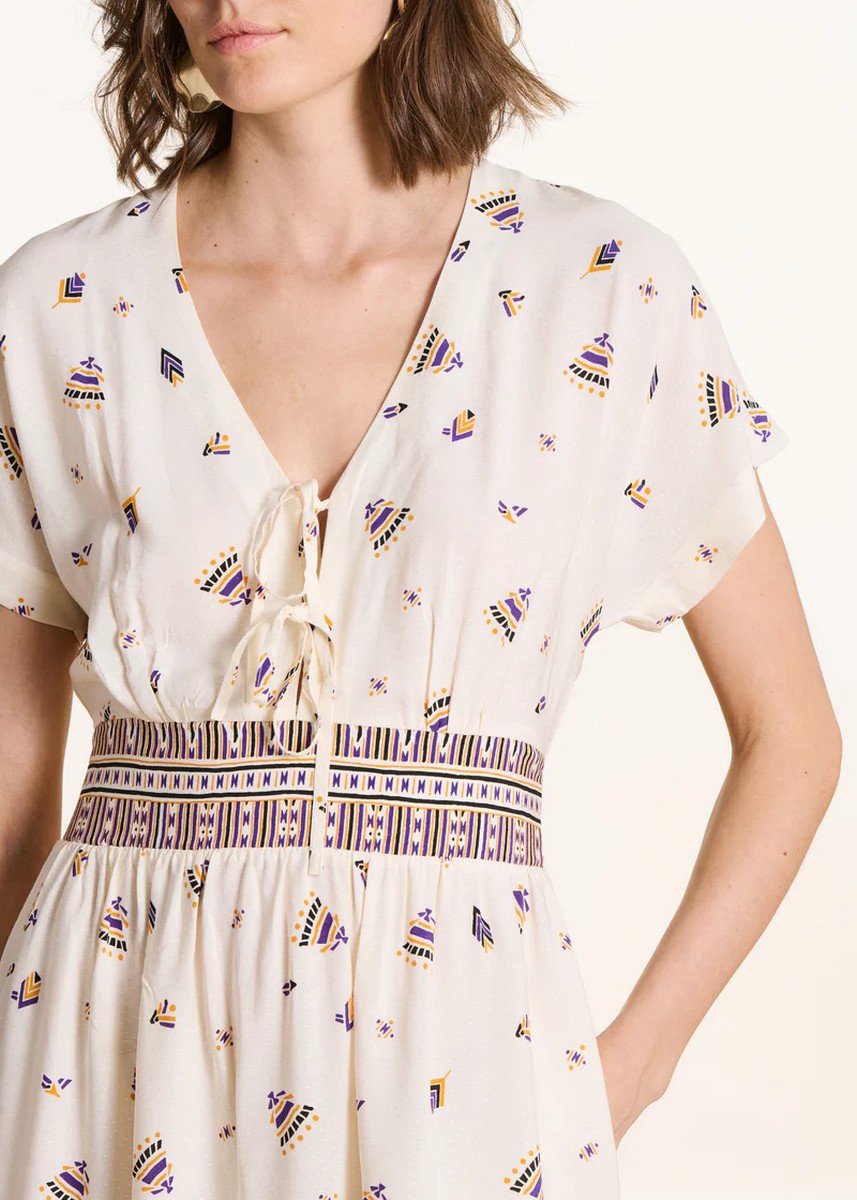 La Fee Maraboutee Γυναικείο Φόρεμα Maxi Regular Fit Με Ethnic Print Και V Λαιμόκοψη Με Κορδόνια φωτογραφία