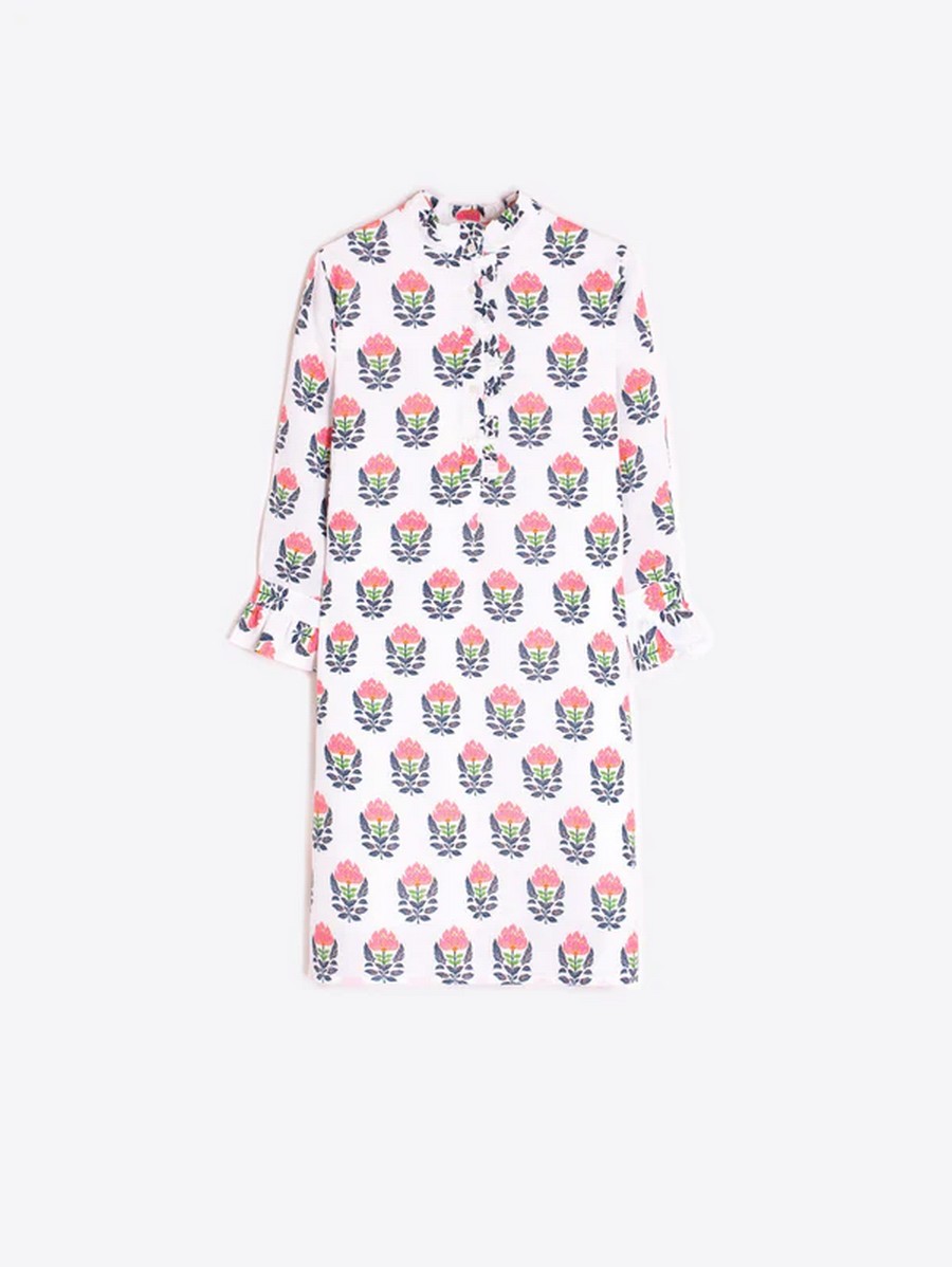 Vilagallo Γυναικείο Λινό Φόρεμα Floral Print Three Quarter Sleeve Regular Fit φωτογραφία