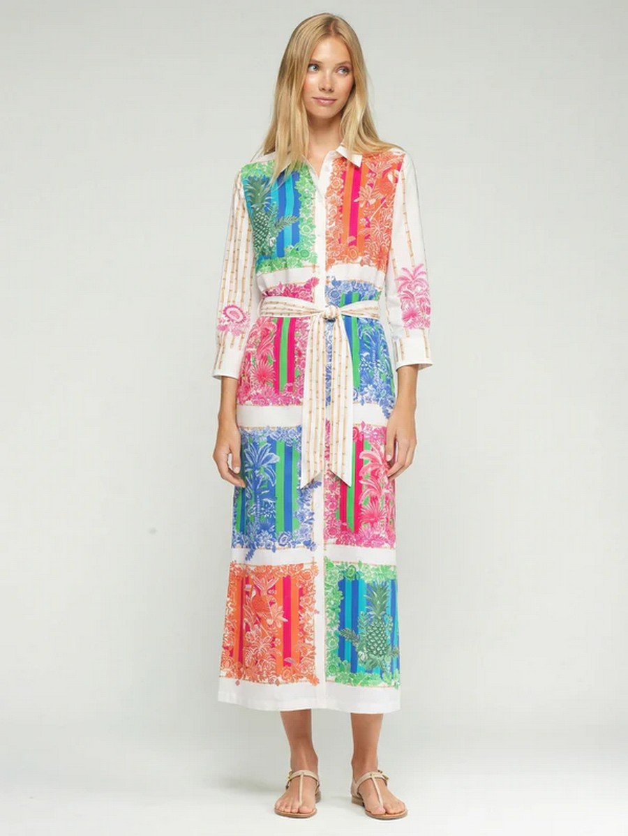 Vilagallo Γυναικείο Φόρεμα Πουκαμισοφόρεμα Bamboo Print Three Quarter Sleeve Regular Fit