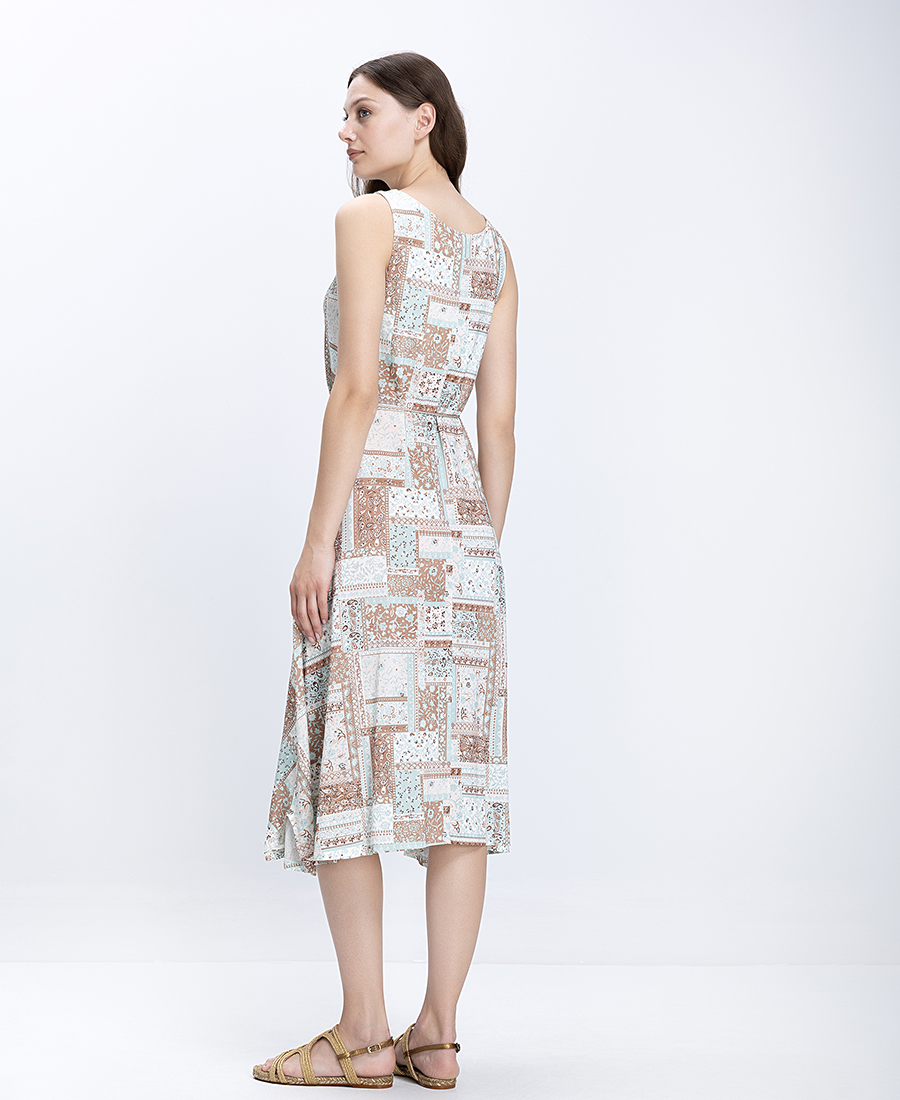 The Abito Γυναικείο Φόρεμα Midi Με Ethnic Print Και Δέσιμο Στη Μέση φωτογραφία