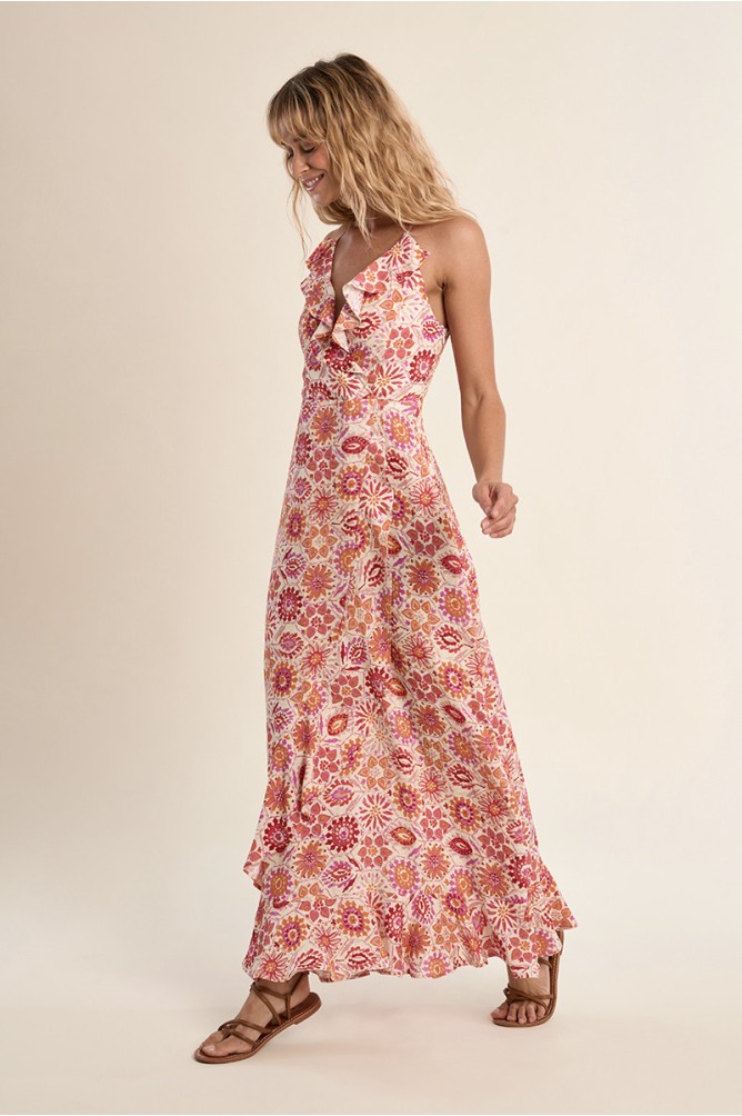 Molly Bracken Γυναικείο Φόρεμα Maxi Wrap Εμπριμέ Και Ruffles Λεπτομέρειες φωτογραφία