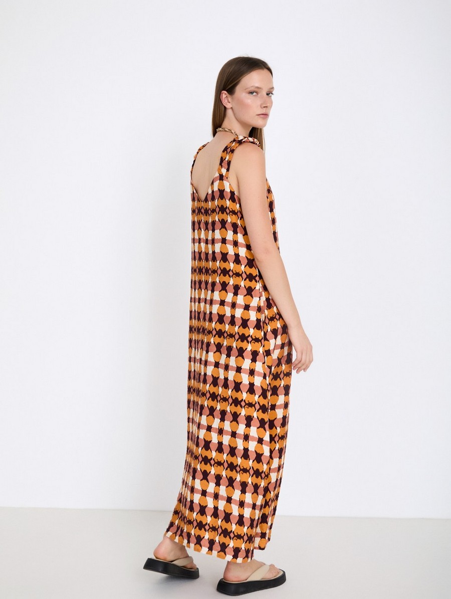 Skatie Γυναικείο Φόρεμα Midi Straight Fit Με Tie Dye Print Και V Λαιμόκοψη φωτογραφία