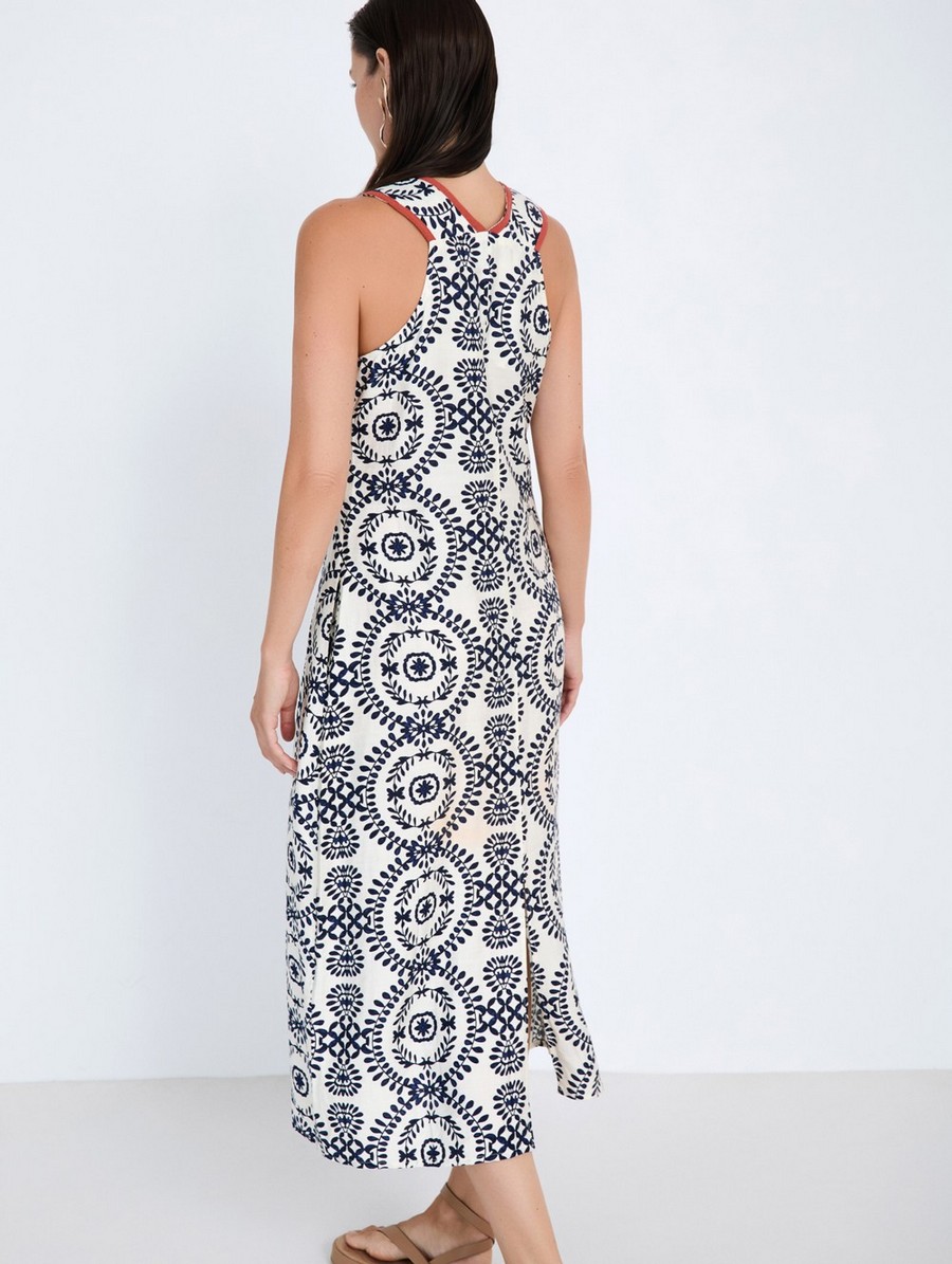Skatie Γυναικείο Φόρεμα Midi Relaxed Fit Με Ethnic Print Και Halter Λαιμόκοψη φωτογραφία