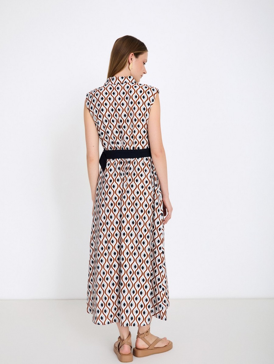 Skatie Γυναικείο Φόρεμα Σεμιζιέ Με Retro Print Και Ζώνη φωτογραφία