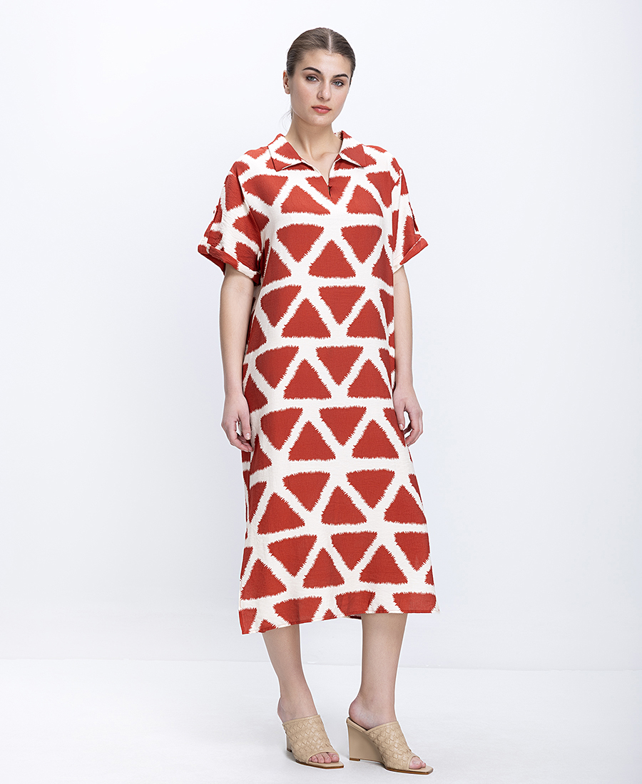 Skatie Skatie Γυναικείο Midi Φόρεμα Εμπριμέ Loose Fit