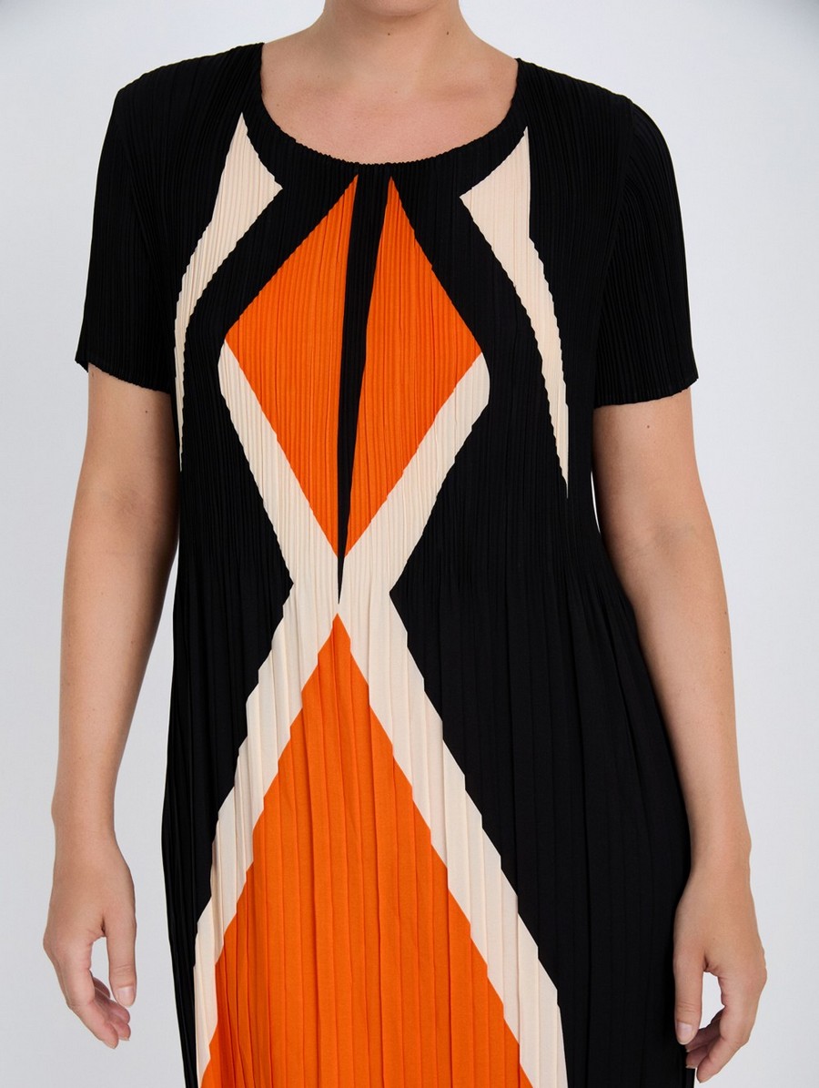 Skatie Γυναικείο Φόρεμα Midi Relaxed Fit Με Pleats Και Geometric Print Non Iron φωτογραφία
