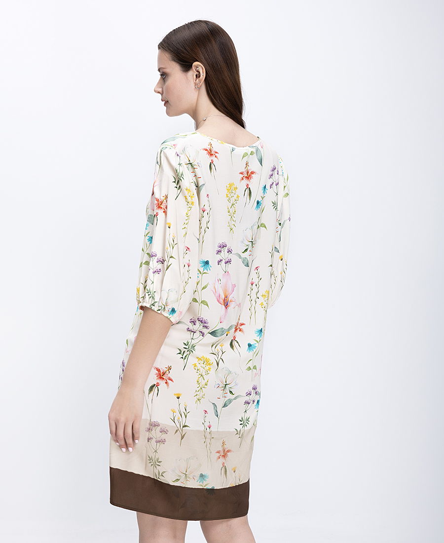 Laura Donini Γυναικείο Φόρεμα Mini Floral Με Balloon Μανίκια - 3