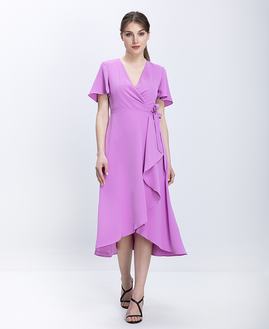 Phase Eight Γυναικείο Midi Φόρεμα Κρουαζέ Με Βολάν Regular Fit