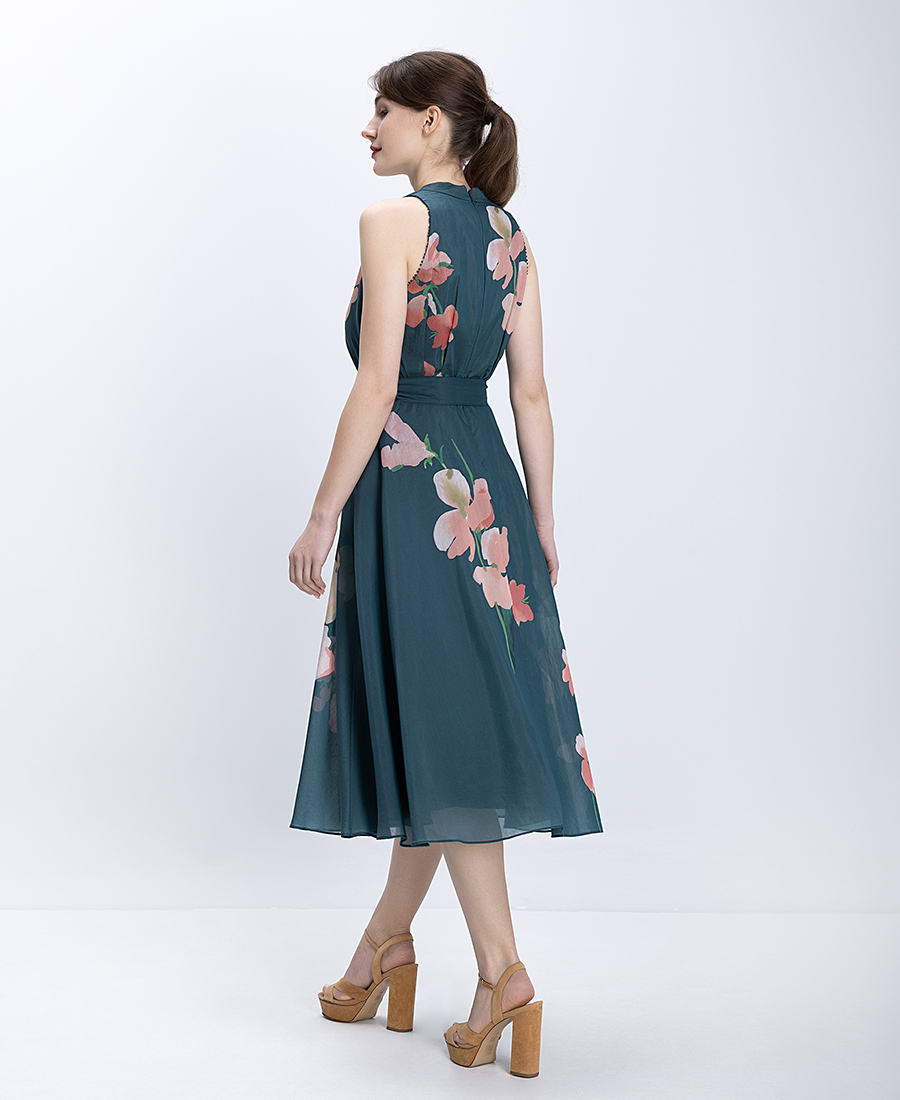 Phase Eight Γυναικείο Midi Φόρεμα Floral Με Δέσιμο Στη Μέση Regular Fit φωτογραφία